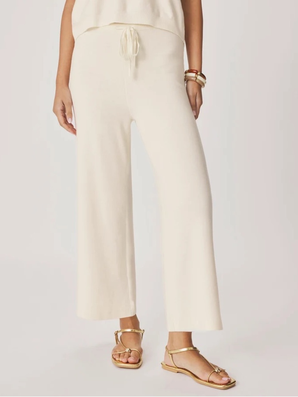 Splendid Christa Cropped Knit Pant in Shell